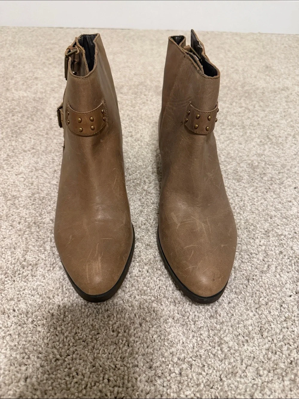 Joie Tan Triple-Buckle Ankle Boots